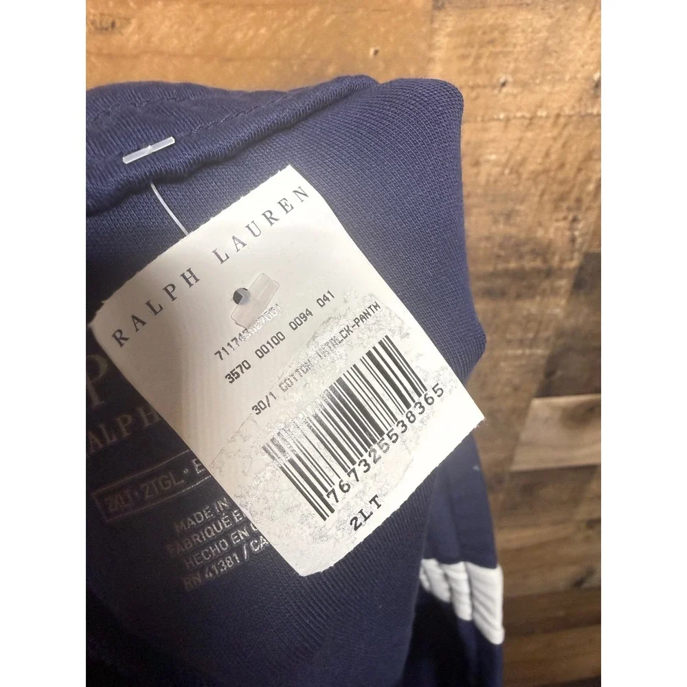 Polo Ralph Lauren Mens Navy Blue‎ Interlock Track Pants Side Stripe 2XLT NEW